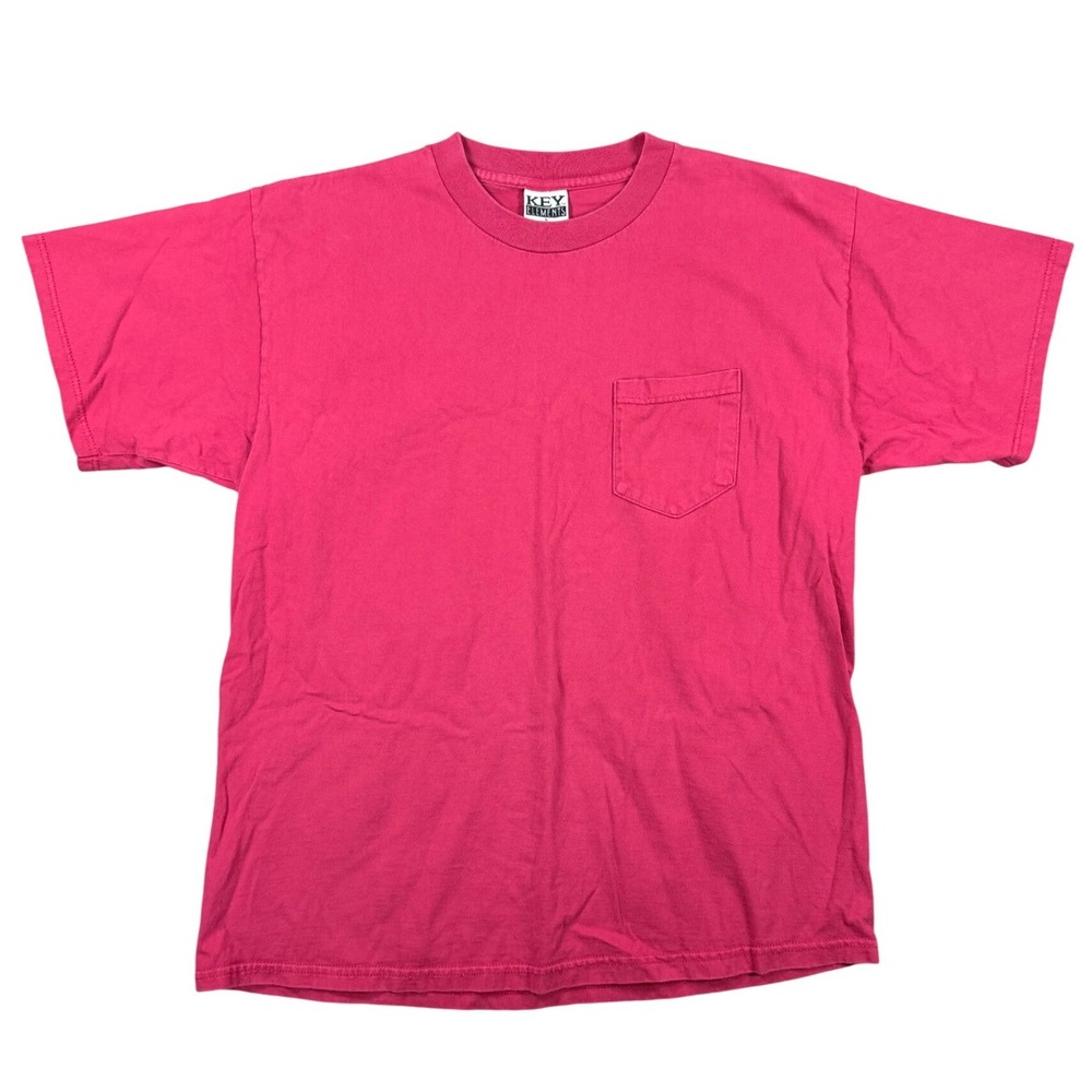 Vintage Key Elements Mens Red Pocket T-Shirt Made in USA Cotton Crew Neck Large